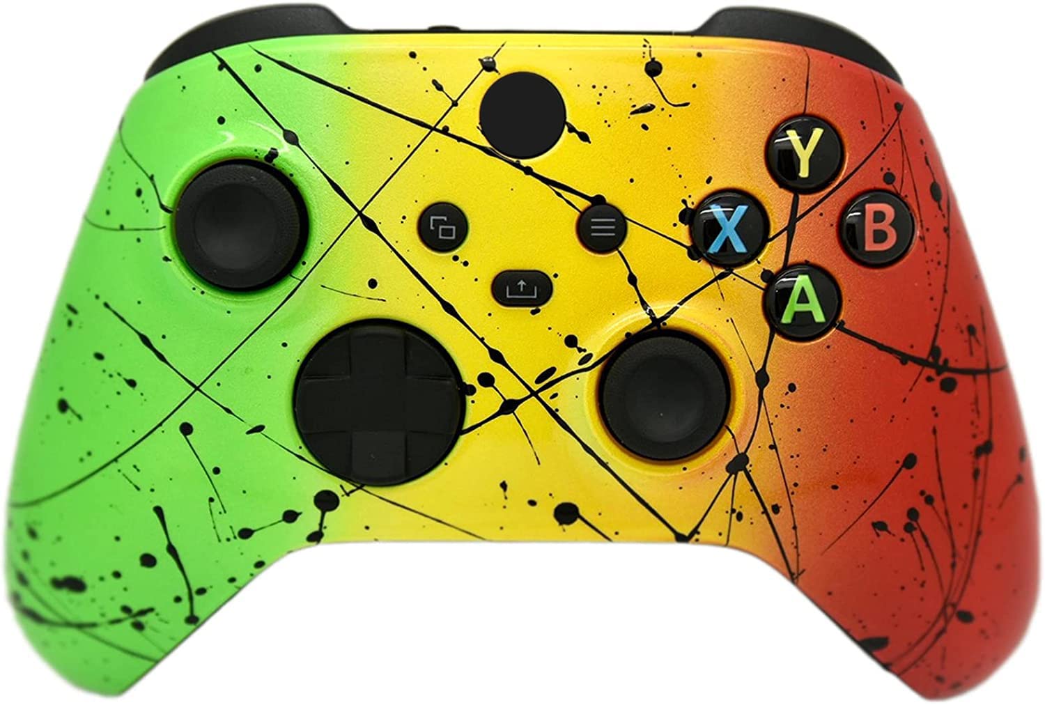 Hand Airbrushed Fade Custom Controller Compatible with Xbox Series X/S & Xbox One (Series X/S Rasta Fade)