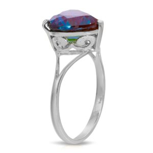 Galaxy Gold GG 14K Solid White Gold Heart Shape 5.00 CTW Ring with Grown Genuine Alexandrite Color Changing (9.0)