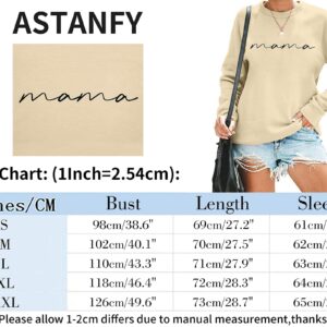 ASTANFY Mama Shirts Women Mama Letter Printed T-Shirt Mama Graphic Tee Casual Short Sleeve Tops Tee (Yellow, XX - Large)