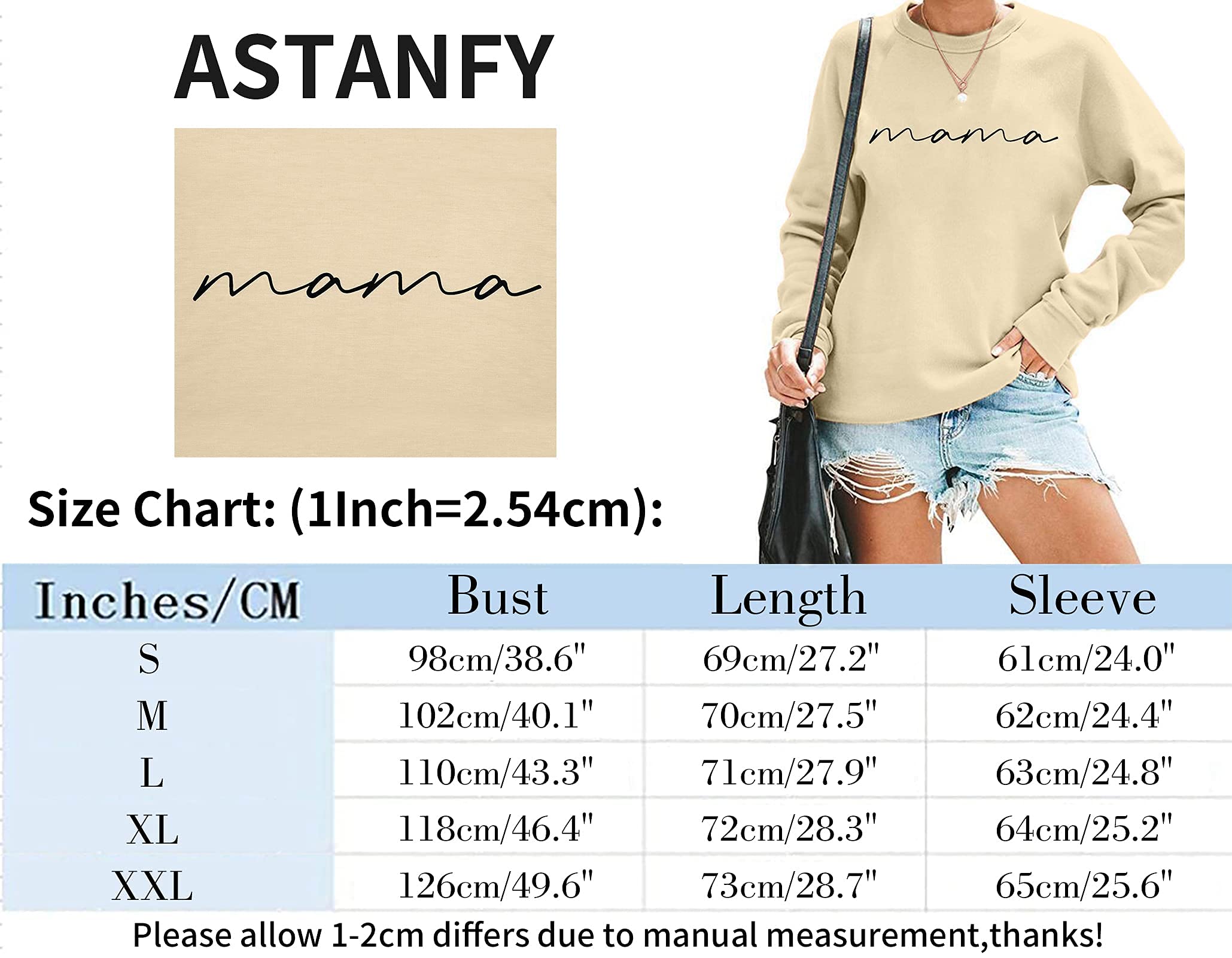 ASTANFY Mama Shirts Women Mama Letter Printed T-Shirt Mama Graphic Tee Casual Short Sleeve Tops Tee (Yellow, XX - Large)