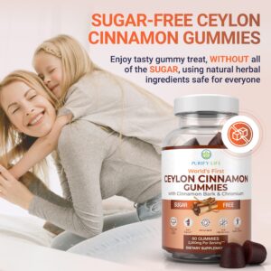 Sugar-Free Ceylon Cinnamon Gummies (2,000mg/Serving) Joint Pain Support Cinnamon Supplement & Brain Health, Vegan, Gluten-Free, Replace Ceylon Cinnamon Capsules, Pills, Powder Extract 60 Chews