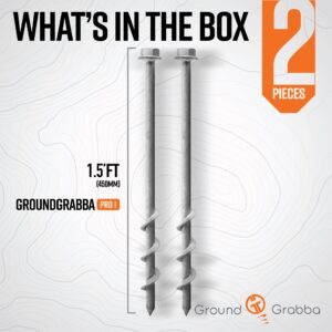 GROUNDGRABBA Screw in Tent Stake for Sand and Loose Ground | Premium Drill Driven Ground Anchor Earth Screws | Sand Screw Anchor | 2X GroundGrabba Pro 1 Stakes