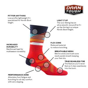 Darn Tough Men's Lillehammer Nordic Boot Lightweight Snow Sock (Style 8032) - Red, X-Large