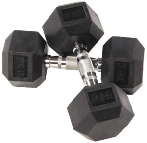 balancefrom rubber encased hex dumbbells, 25lb, pair