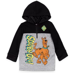 scooby-doo toddler boys fleece half-zip pullover hoodie grey/black 5t