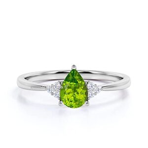 rosie collection 925 sterling silver pear shaped gemstone engagement promise ring for women gifts for her created-peridot 7