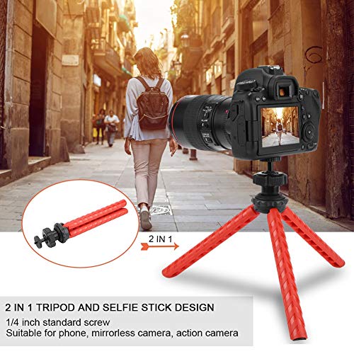 Foldable Tripod, Action Camera Tripod, Portable for Small Size Action Cameras for Mobile Phone Mirrorless Camera Outdoor(red)