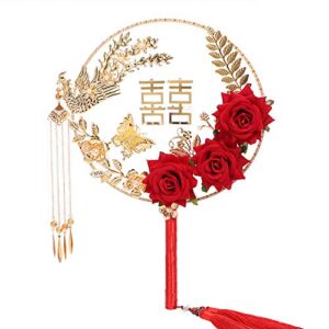 duo er vintage round fan held flower romantic fan chinese dance party pocket gifts wedding colorful (color : style3)