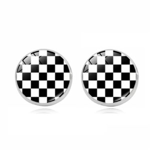 rostivo black white checkered stud earrings for women cute plaid earrings