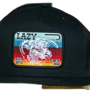 Lazy J Ranch Wear Baseball Cap Western Cowboy Theme Black with Bull