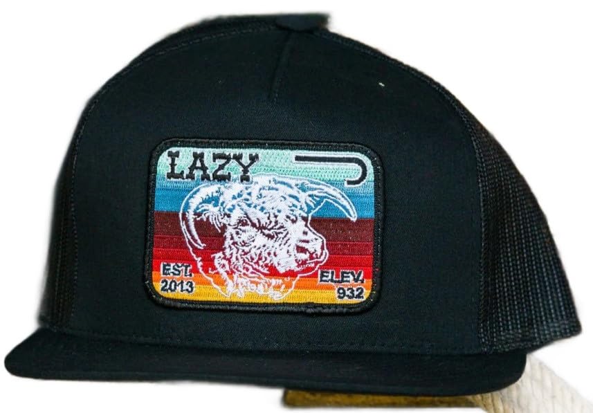 Lazy J Ranch Wear Baseball Cap Western Cowboy Theme Black with Bull