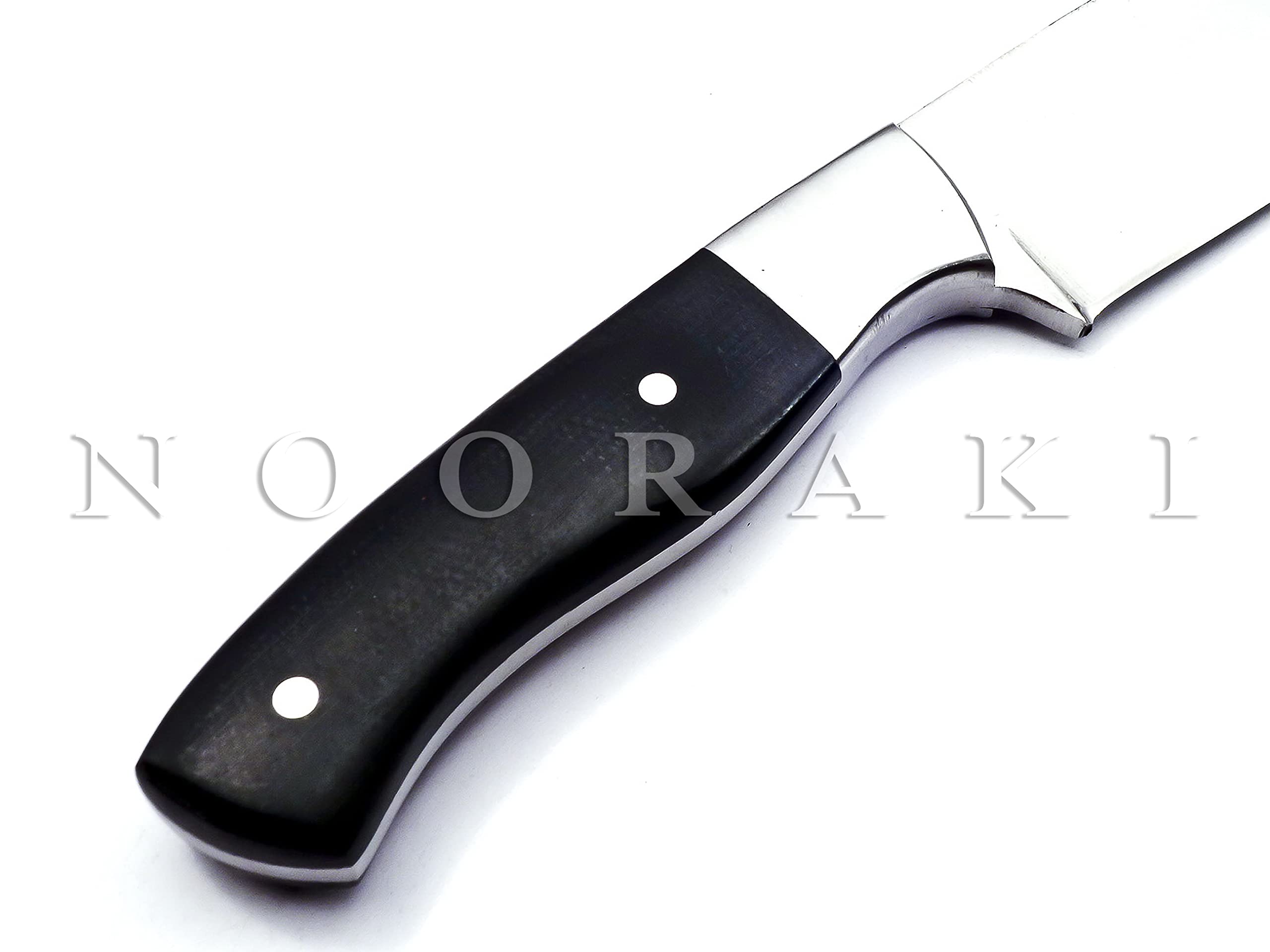 Nooraki HK-321 Knives 9-inch Overall, Beast Hunter, Hunting Knife - Full Tang Fixed Blade D2 Steel - Black Micarta Handle with PREMUM Quality Cow Hide Leather Sheath (D2 Steel)