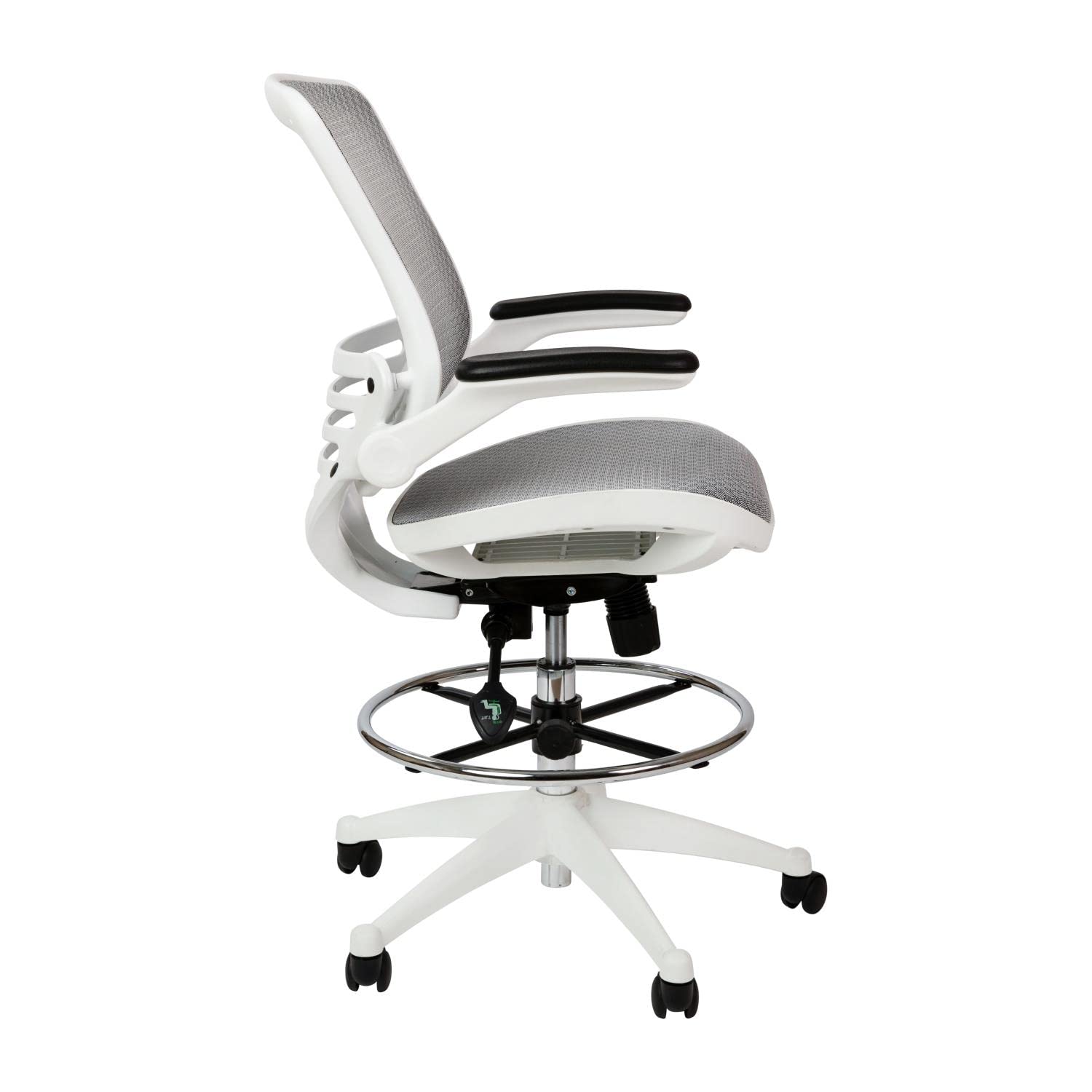 Flash Furniture Waylon Mid-Back Swivel Office Chair with Adjustable Foot Ring and Seat Height, Ergonomic Mesh Chair with Armrests, Gray/White