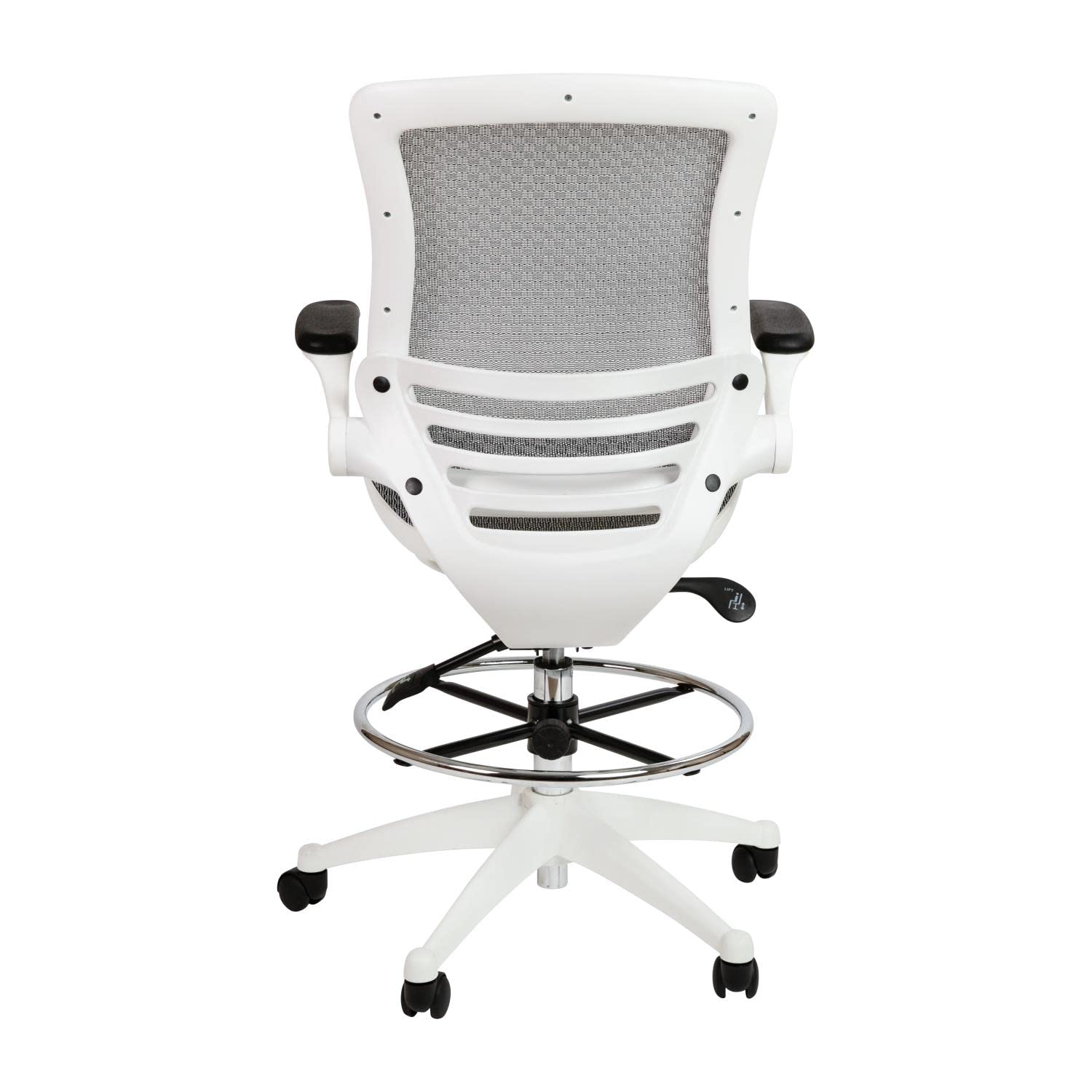 Flash Furniture Waylon Mid-Back Swivel Office Chair with Adjustable Foot Ring and Seat Height, Ergonomic Mesh Chair with Armrests, Gray/White