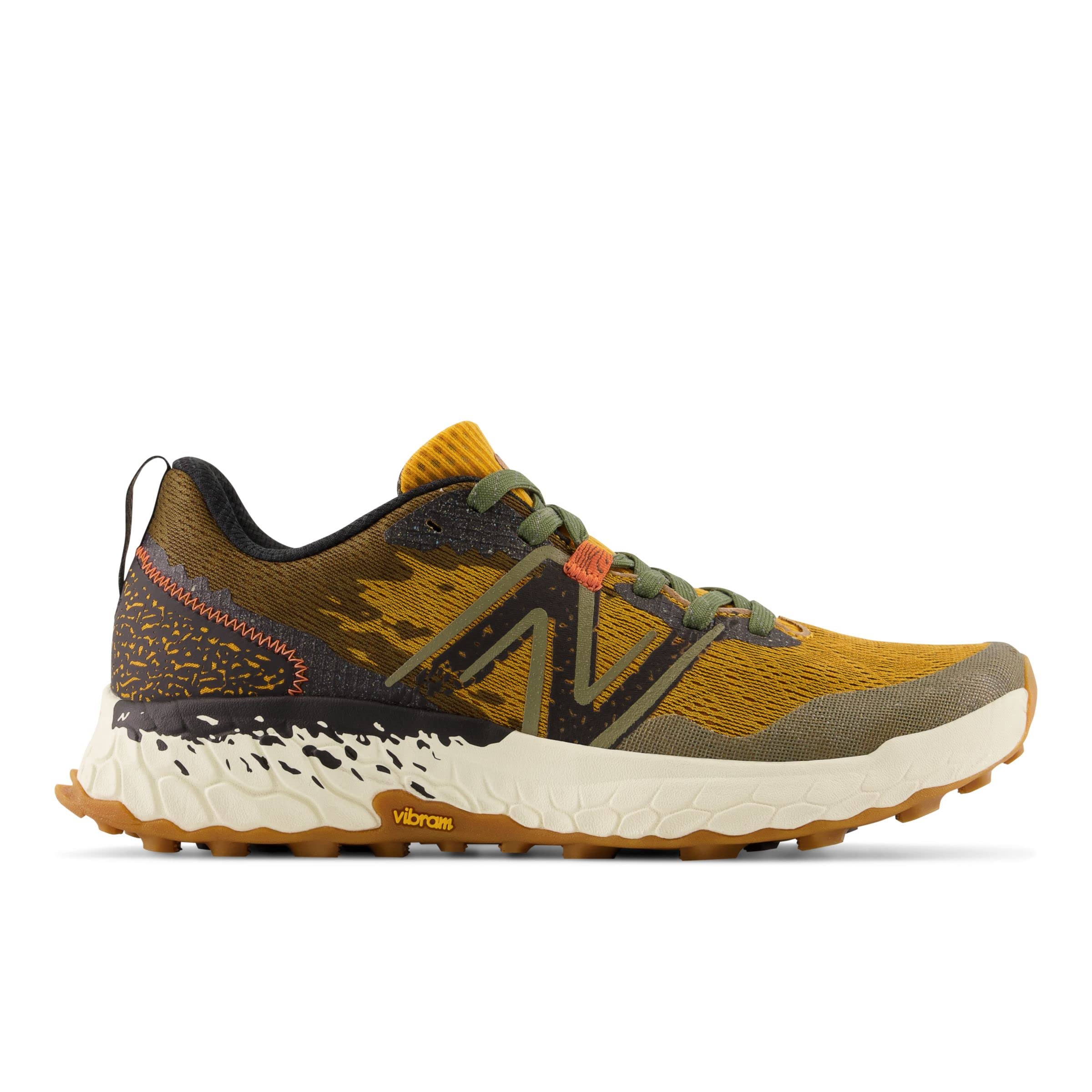 New Balance Men's Fresh Foam X Hierro V7 Running Shoe, Golden Hour/Dark Camo/Black, 9.5