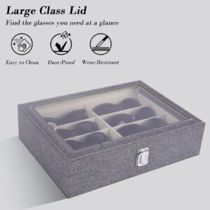 AUTOARK Linen 8 Piece Eyeglasses Storage and Sunglass Glasses Display Case Organizer,Grey,AW-136