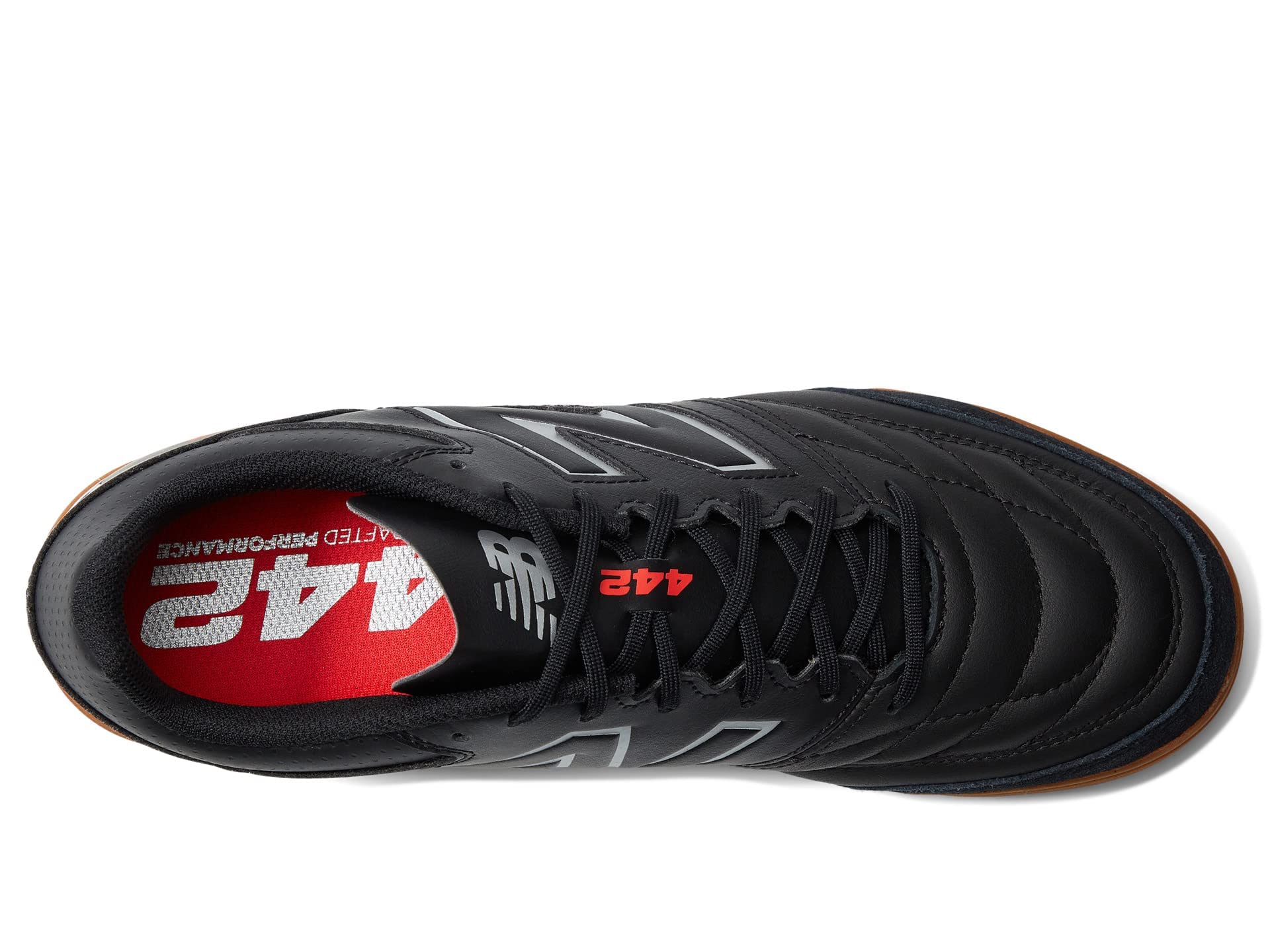 New Balance mens 442 V2 Team in Soccer Shoe, Black/White, 9.5 Wide US