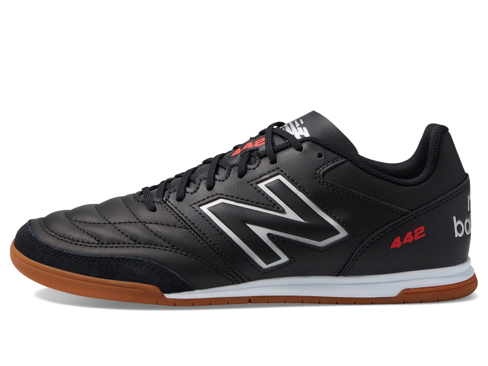 New Balance mens 442 V2 Team in Soccer Shoe, Black/White, 9.5 Wide US