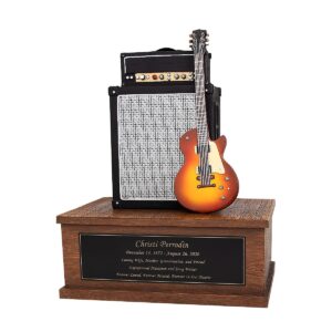 Perfect Memorials Custom Engraved Large Electric Guitar Cremation Urn (230 Cu/in) - Detailed Urn for Human Ashes/Display at Home/Durable/for A Guitar Lover & Artist/Timeless Tribute to Your Loved One