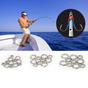 Fishing Split Rings, 60pcs High Strength Stainless Steel Solid Fishing Figure 8 Jigging Rings Lure Connector Tackle Accessories Saltwater Freshwater