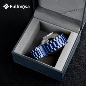 Fullmosa Compatible Apple Watch Bands 41mm 40mm 38mm 49mm 45mm 44mm 42mm, Stainless Steel iWatch Band with Case for Apple Watch Ultra2 Ultra Series 9 8 7 6 5 4 3 2 1 SE SE2, 38mm 40mm 41mm Blue