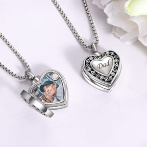 Fanery Sue Customized Urns Locket for Human Ashes Keepsake,Locket Necklace for Ashes with Picture Inside Cremation Jewelry Ashes Holder for Women Men (Classic Heart Silver)