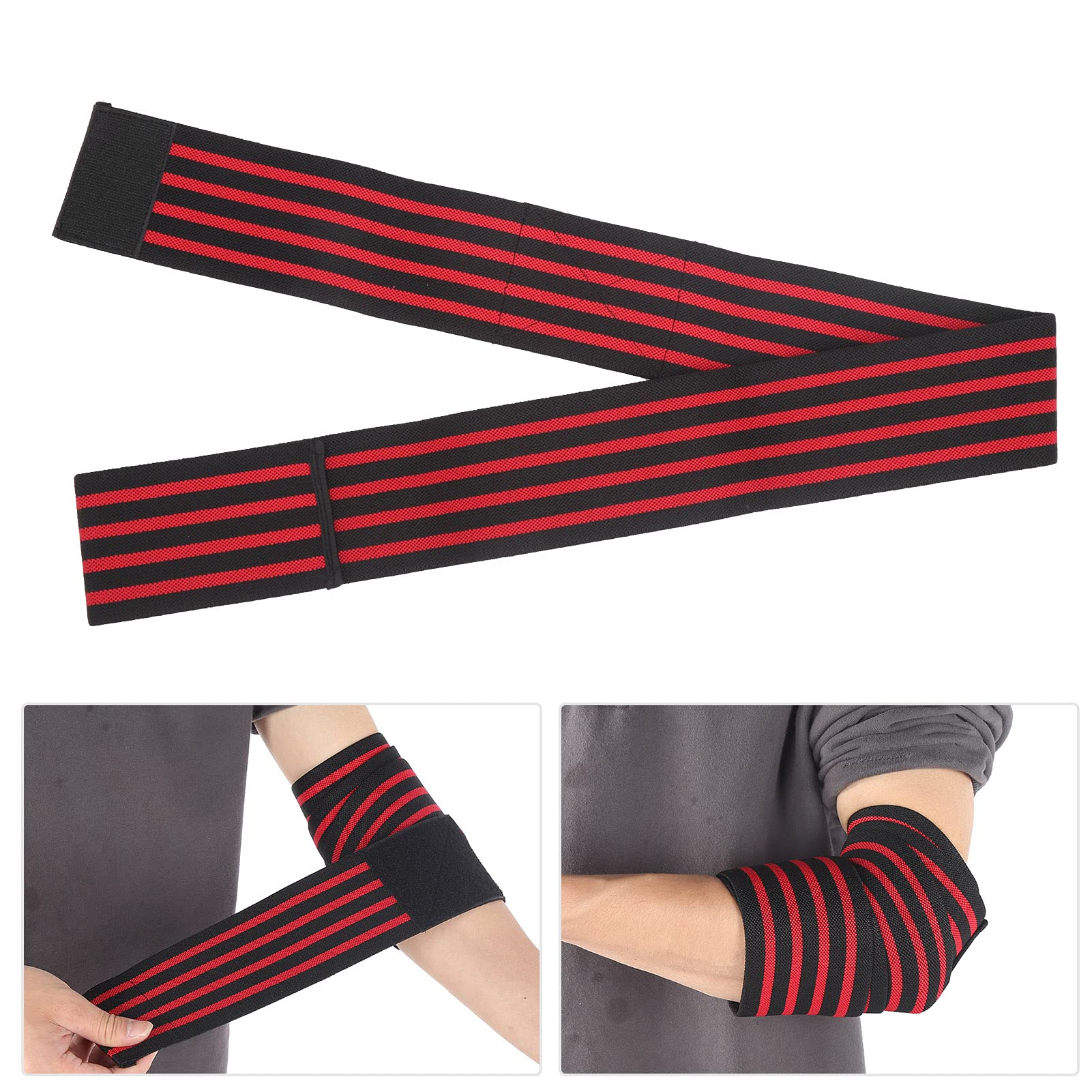 Astibym Sports Elbow Brace Sports Bandage Strap Elastic Elbow Wrap Elbow Support Wrap for Golf Tennis Weight Lifting(Black and red stripes)