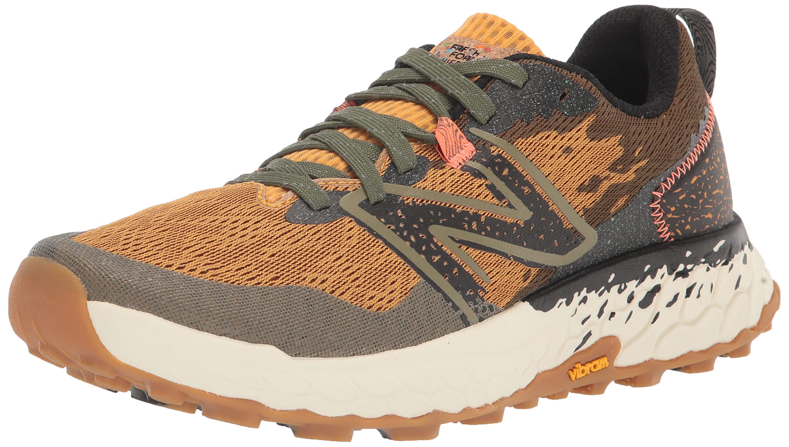 New Balance Men's Fresh Foam X Hierro V7 Running Shoe, Golden Hour/Dark Camo/Black, 9.5