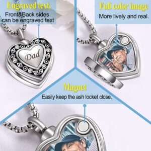 Fanery Sue Customized Urns Locket for Human Ashes Keepsake,Locket Necklace for Ashes with Picture Inside Cremation Jewelry Ashes Holder for Women Men (Classic Heart Silver)