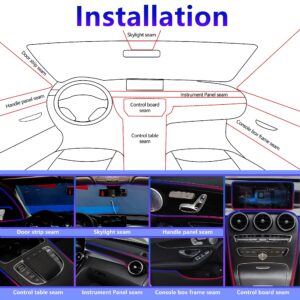 Anise Star Car LED Interior Strip Lights, RGB 16 Million Colors 5 in 1 Change with The Music, 236" Optimum Length, Automobile Ambient Neon Lighting Kit -Bluetooth APP Control and Remote Control