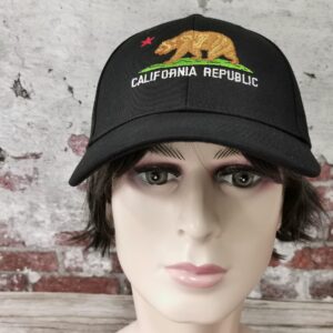 Hepandy California Cali Bear Flag Embroidered Baseball Caps for Women Men Girl, Adjustable Cotton Black Dad Hat Snapback Trucker Hat