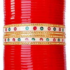 JD'Z COLLECTION Indian Bangles Set Red Color Bollywood Ethnic Bangles Chura Bangles Set Choora Bangles For Women Wedding Party wear (Style-1, 2.6)