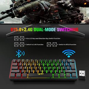 L500 Wireless Gaming Keyboard and Mouse Combo, 2200mAh Mini 61 Keys Mechanical Feeling Keyboard with Bluetooth 5.1&2.4G Wireless Dual Modes,RGB Backlit Wireless Lightweight Gaming Mouse for PC/Gamer