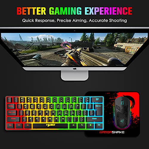 L500 Wireless Gaming Keyboard and Mouse Combo, 2200mAh Mini 61 Keys Mechanical Feeling Keyboard with Bluetooth 5.1&2.4G Wireless Dual Modes,RGB Backlit Wireless Lightweight Gaming Mouse for PC/Gamer