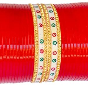 JD'Z COLLECTION Indian Bangles Set Red Color Bollywood Ethnic Bangles Chura Bangles Set Choora Bangles For Women Wedding Party wear (Style-1, 2.6)