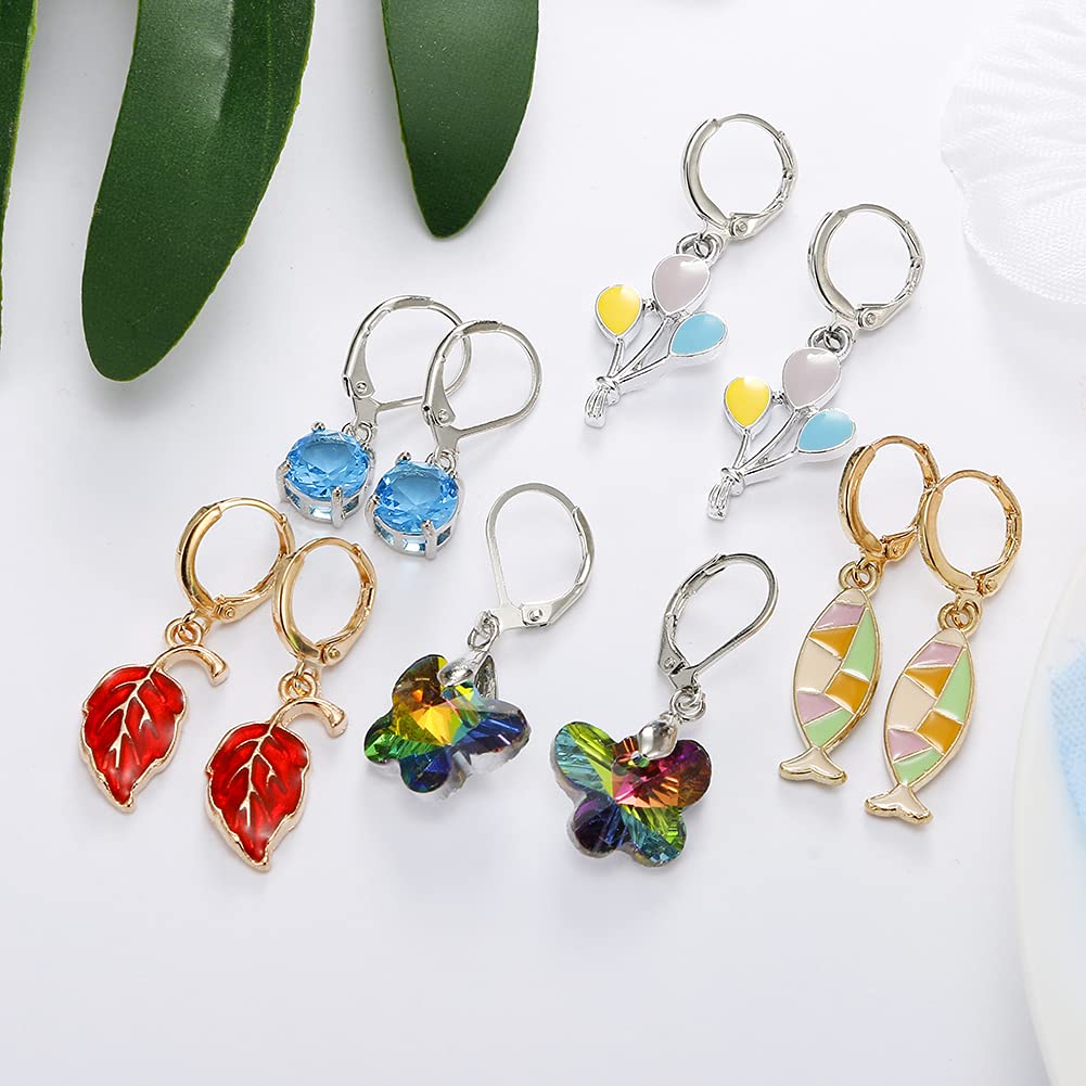 20 Pairs Random Mixed Resin Acrylic & Metal Earrings Set, Weird Dangle Drop Drink Bottle Animal Pendant Earring, Funny Statement Fashion Hoop Earring Jewelry for Women (20pcs Random Mixed)