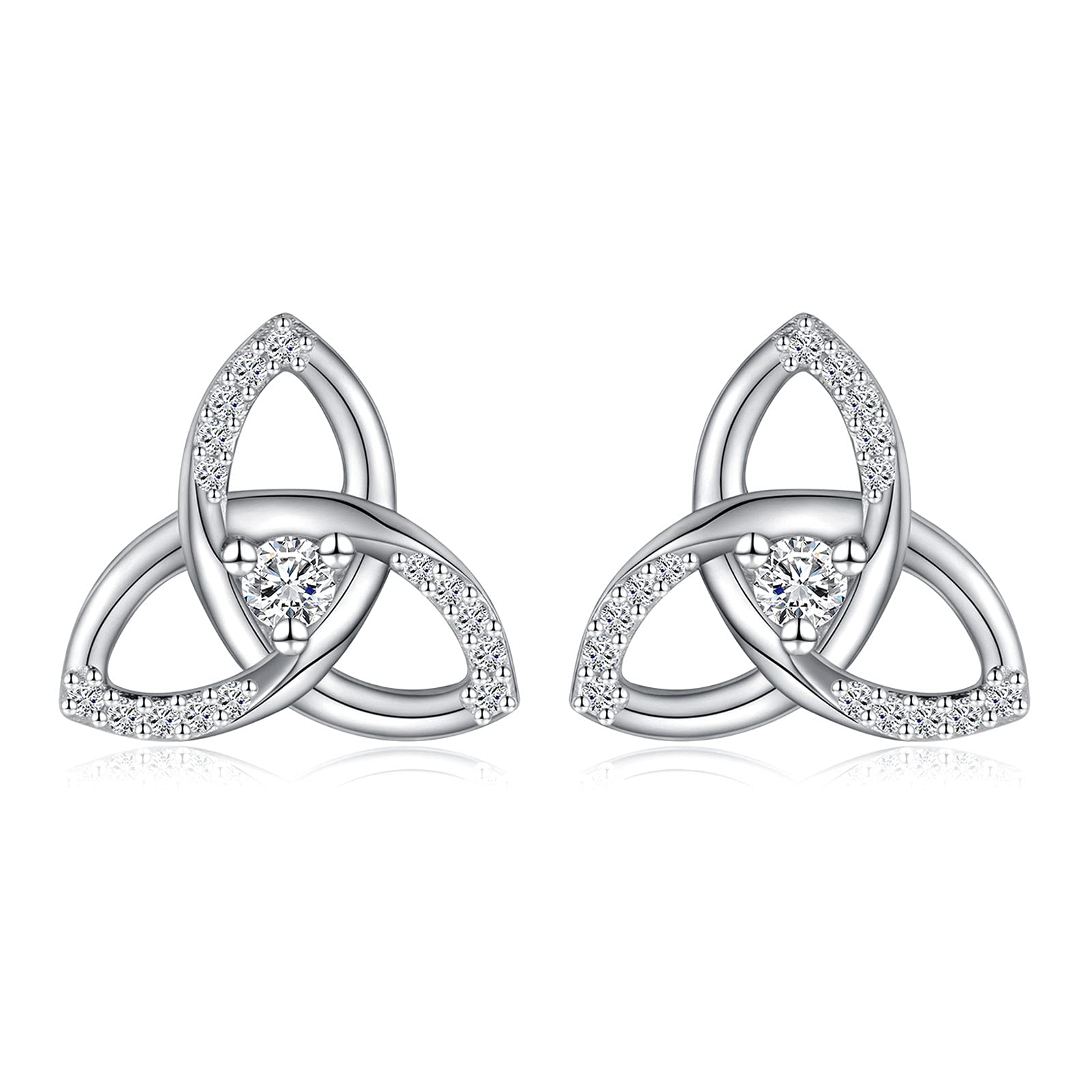 Irish Celtic Knot Stud Earrings 925 Sterling Silver Triquetra Jewelry Gifts for Women