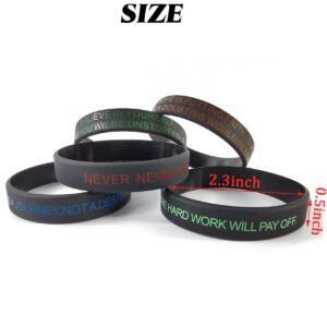 YOOHUA 60CS Inspirational Rubber Bracelet Motivational Quote Silicone Bracelets 20 Styles Black Stretch Wristbands for Men Women Teens