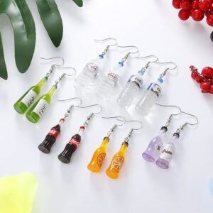 20 Pairs Random Mixed Resin Acrylic & Metal Earrings Set, Weird Dangle Drop Drink Bottle Animal Pendant Earring, Funny Statement Fashion Hoop Earring Jewelry for Women (20pcs Random Mixed)