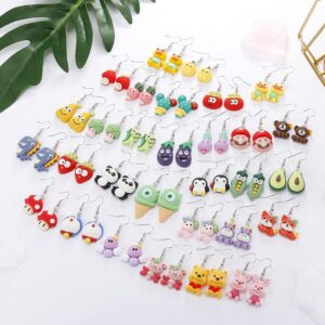 20 Pairs Random Mixed Resin Acrylic & Metal Earrings Set, Weird Dangle Drop Drink Bottle Animal Pendant Earring, Funny Statement Fashion Hoop Earring Jewelry for Women (20pcs Random Mixed)