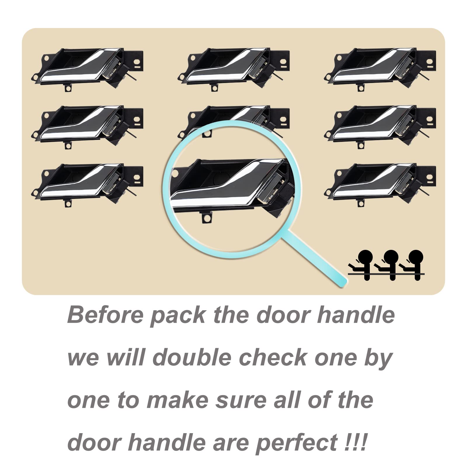 Interior Door Handle Passenger-Side Right Front or Rear RH Hand Chrome Replacement For 2012-2015 Chevy Chevrolet Captiva Sport, Replacement for 2008-2010 Saturn Vue, 96861999 96660864 20983661