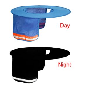 Topbuti 3 Pack Hard Hat Sun Shield Full Brim Mesh Hats Neck Sunshade, High Visibility Neck Sunshield w/Reflective Stripe for Hardhats (Blue)