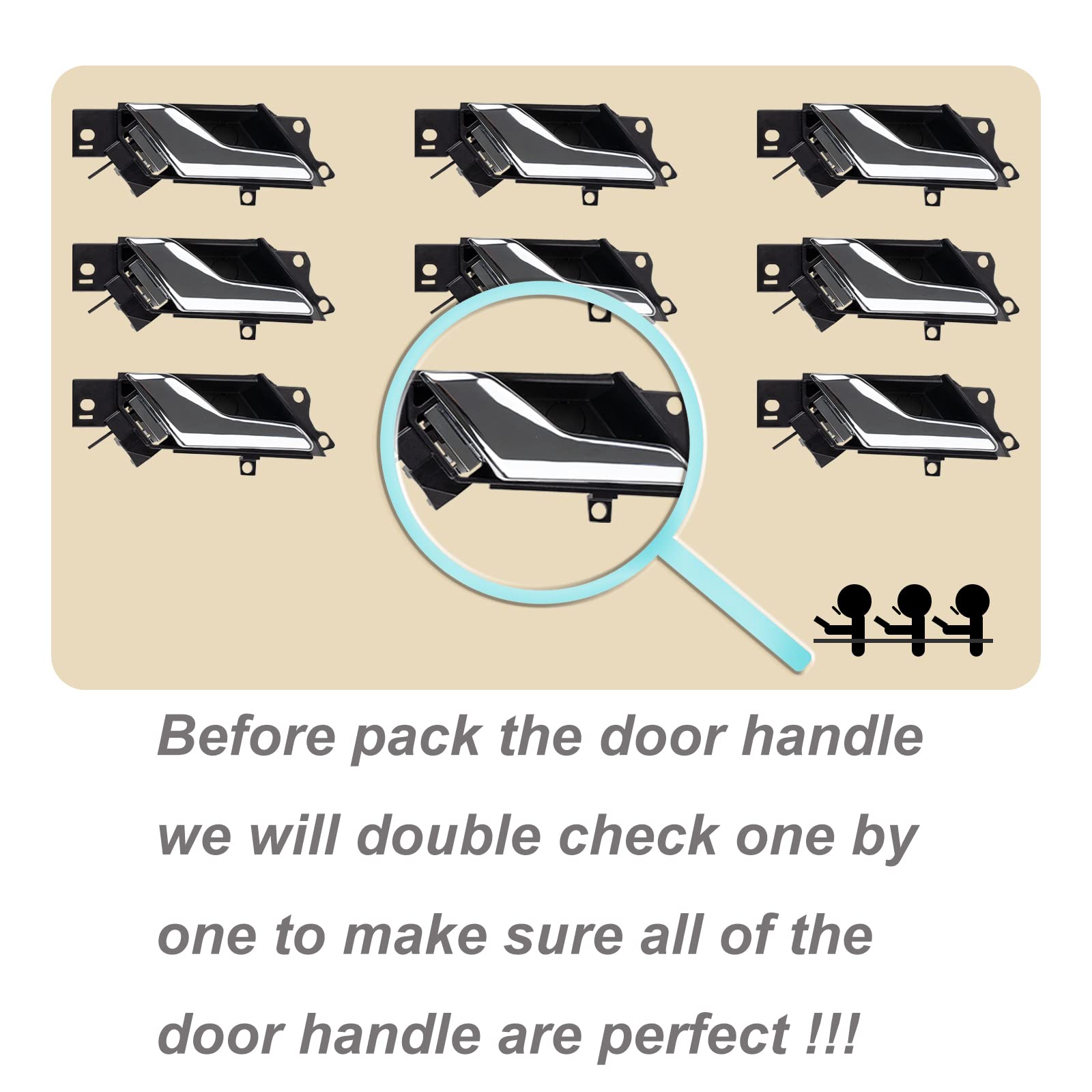 Interior Door Handle Driver-Side Left Front or Rear LH Chrome Replacement For 2012-2015 Chevrolet Captiva Sport, Replacement for 2008-2010 Saturn Vue, Replace 96861998 96660863 20983660 20983673