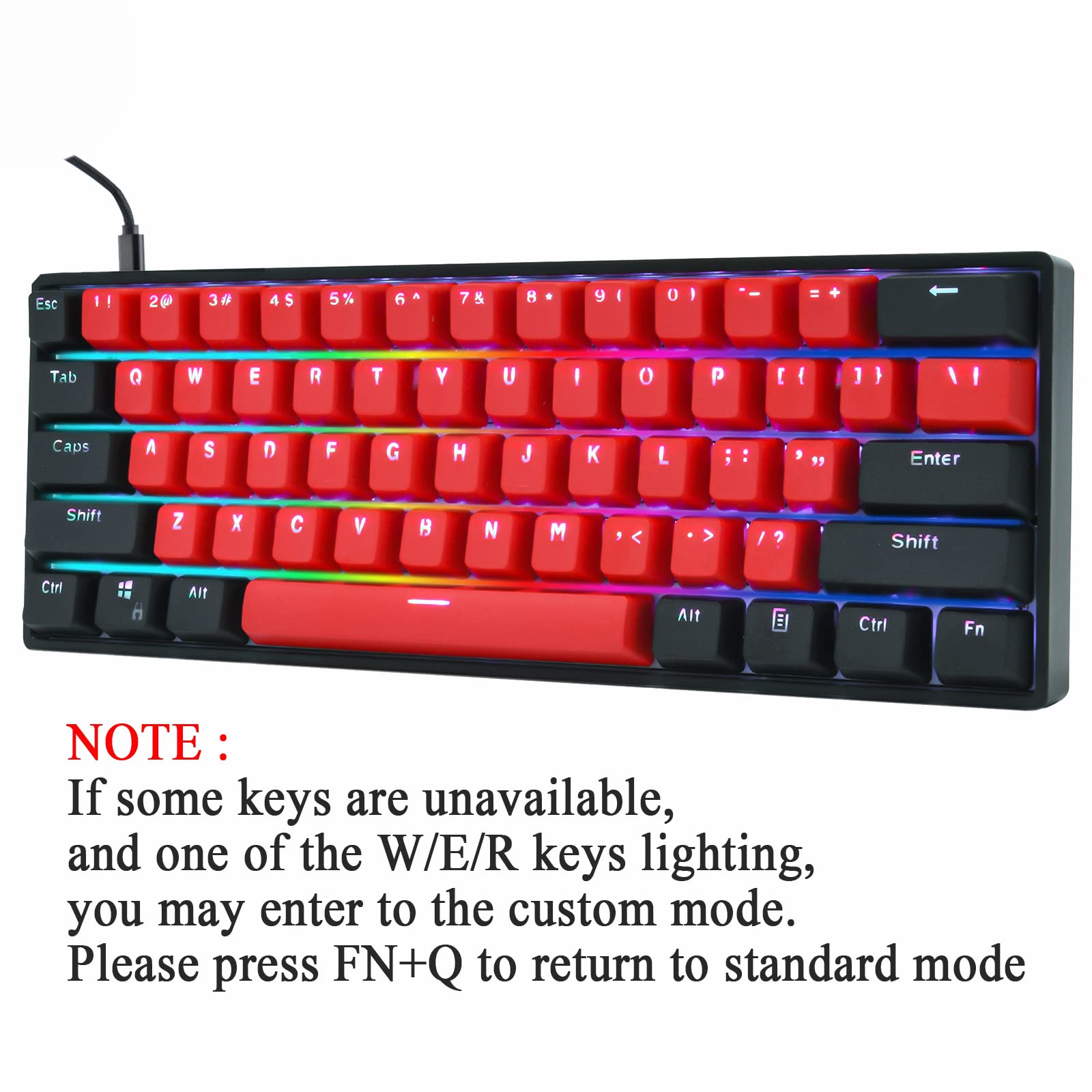 Guffercty kred Sk61 60% Mechanical Keyboard Linear Red Switch Hot Swappable 60 Percent RGB Wired Gaming Keyboard with Backlit PBT Keycaps Type-C for Win/PC/Mac (Gateron Optical Red, Milan)