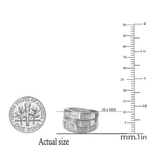 Dazzlingrock Collection 0.33 Carat (ctw) Round White Diamond Square Head Cluster Wedding Trio Ring Set for Him & Her in 925 Sterling Silver, Women size 6 & Men size 7.5