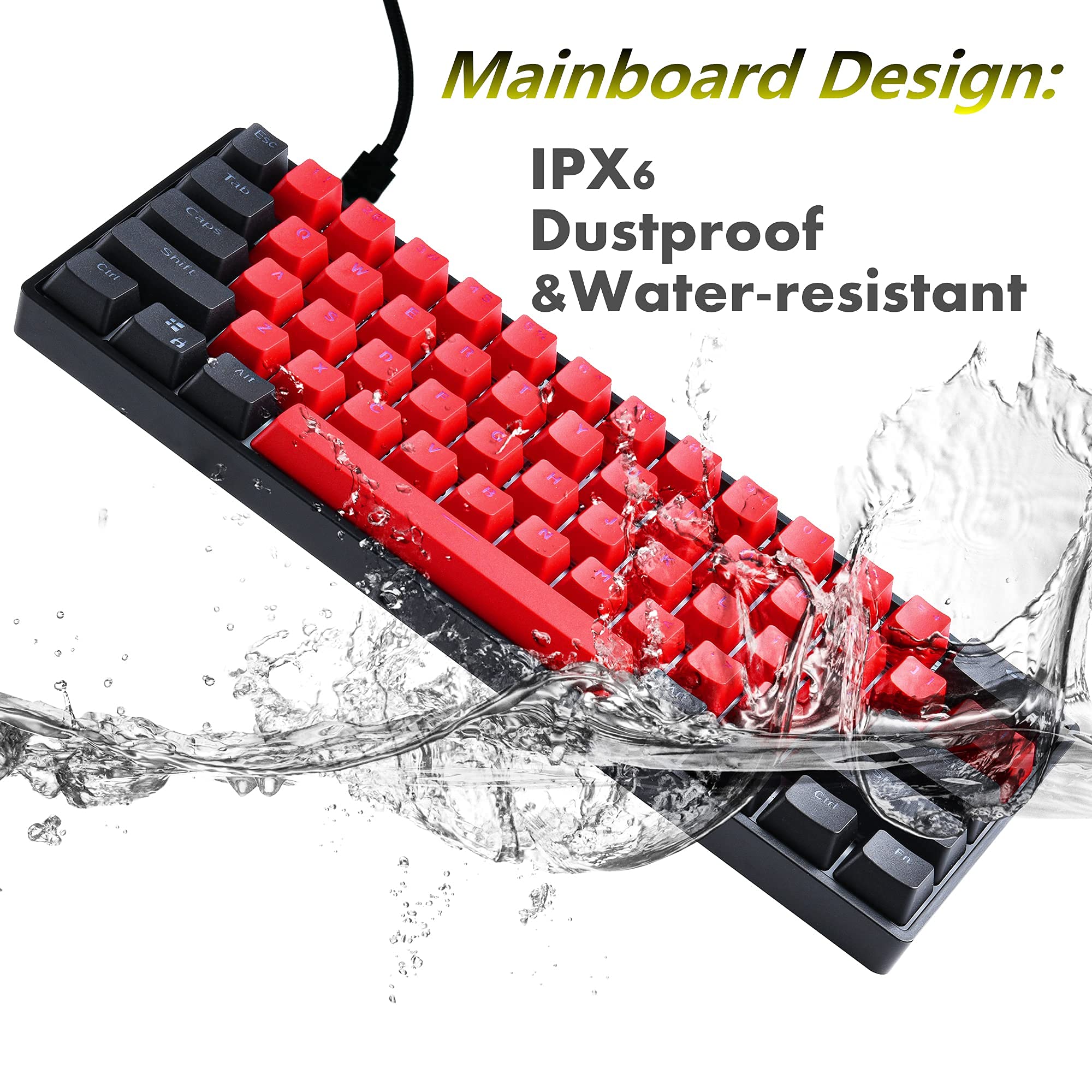 Guffercty kred Sk61 60% Mechanical Keyboard Linear Red Switch Hot Swappable 60 Percent RGB Wired Gaming Keyboard with Backlit PBT Keycaps Type-C for Win/PC/Mac (Gateron Optical Red, Milan)