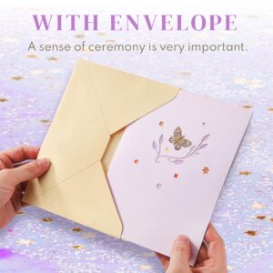 VUDECO Butterfly 3D Pop Up Happy Birthday Card Women Men Kid With Envelope Anniversary Card Wife Husband, Mothers Day Card Mom Greeting Card Wedding Thank You Card Thinking You Card Valentine Day Card