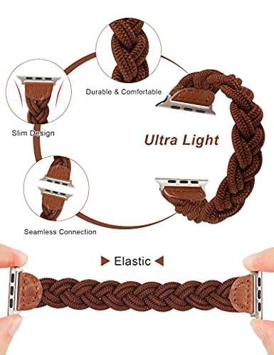 Wearlizer Stretchy Braided Band Compatible with Apple Watch Bands Women 38mm 40mm 41mm 42mm 44mm 45mm 49mm Slim Elastic Solo Loop Strap Woven Bracelet for iWatch Ultra 2 Series 9 8 SE 7 6 5 4 3 2 1