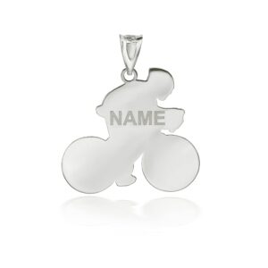 Bicycle Sports Charm Sterling Silver Personalized Name Cyclist Cycling Road Bike Sportsman Pendant