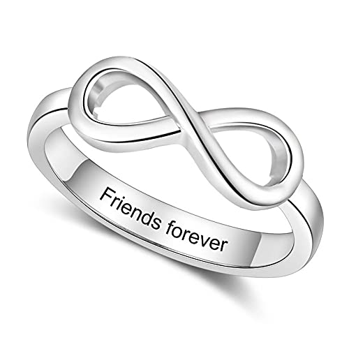 Roy Rose Jewelry Custom Engravable Infinity Ring in Silver Color for Best Friends, Birthday Gift, Mother's Day Gift, Promise Ring (5.5)